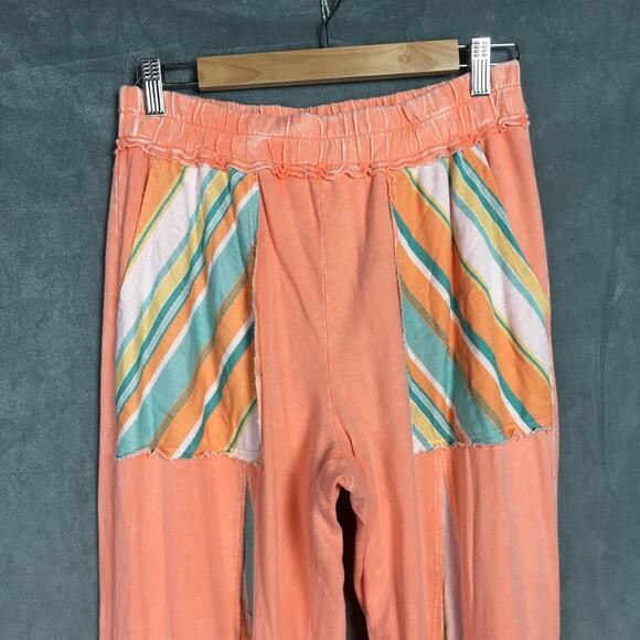 J.Her USA Womens Mineral Washed Wide Leg Pant Orange Patchwork Boho Preppy Sz S - Picture 11 of 16
